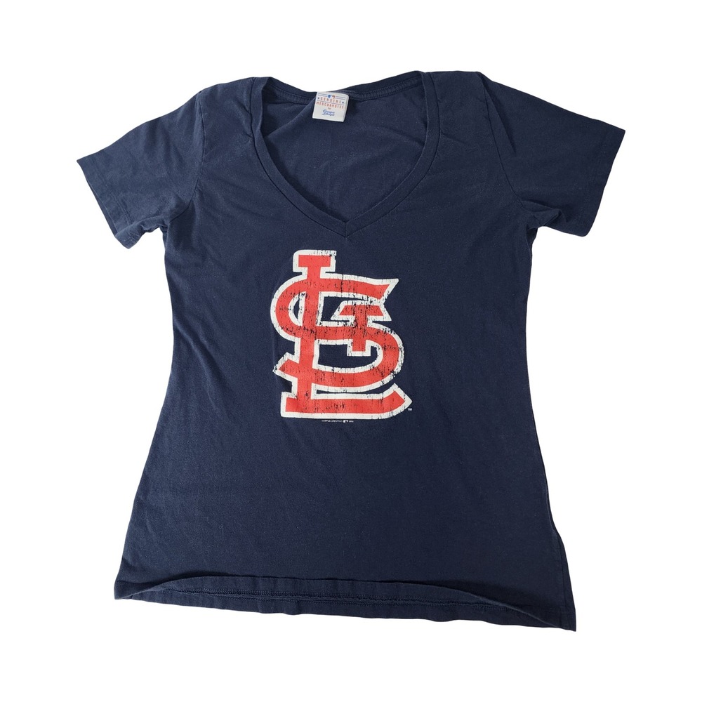 Campus Lifestyle MLB St Louis Cardinals Navy Blue V-Neck T-Shirt Womens L